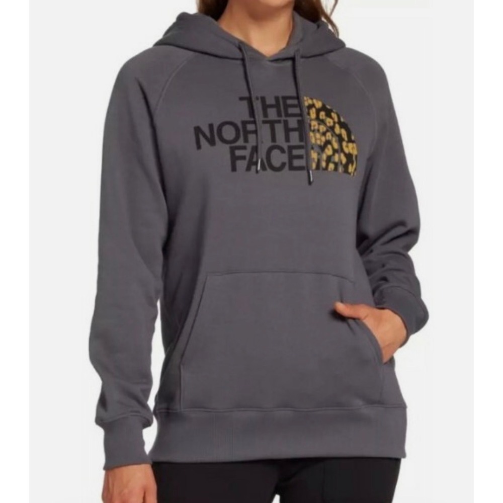 The North Face Leopard Logo Hoodie Charcoal Gray Half Dome Womens M Gorpcore